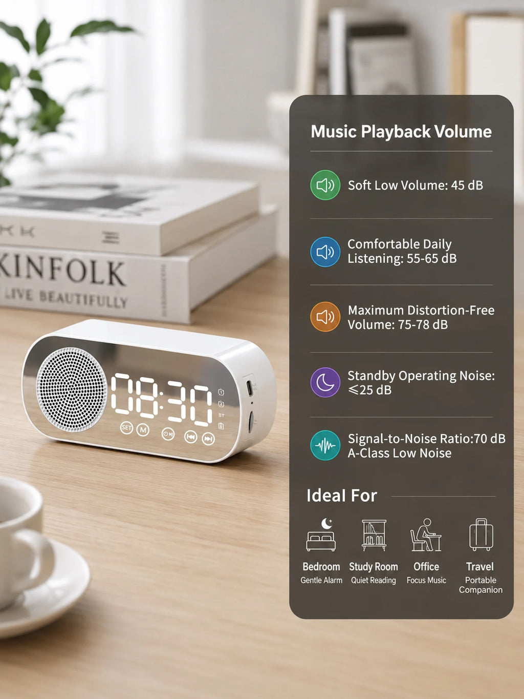 Enceinte Bluetooth avec Horloge Led / TechDrop